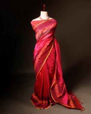 Pure Pink Silk Cotton Saree