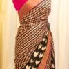 Blush Noir Pink and Black Printed Kanchipuram Silk Saree