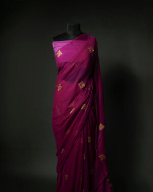 Purple Colour Printed Chiffon Silk Saree