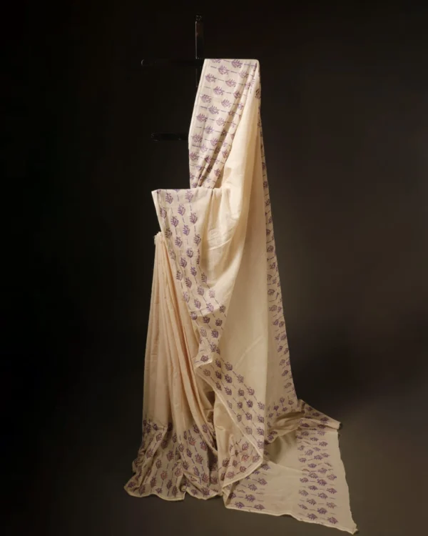 Pure Ivory White Mul Cotton Saree