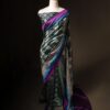 Pastel Light Green Multicolor Printed Pure Raw Silk Saree