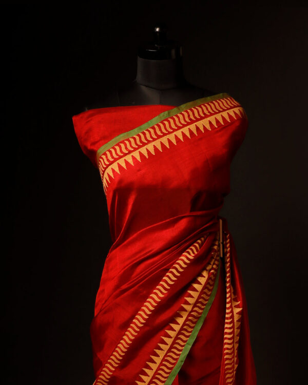 Red and Yellow color Silk Cotton Saree