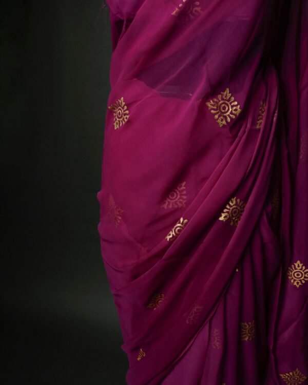 Purple Colour Printed Chiffon Silk Saree