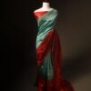 Verdant Harmony Green and Maroon Printed Pure Raw Silk Saree