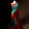 Verdant Harmony Green and Maroon Printed Pure Raw Silk Saree