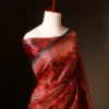 rn-image_picker_lib_temp_720335f3-f774-4b87-b851-af1b597c7a2b Mystic Mocha Maroon and Black Printed Pure Organza Silk Saree