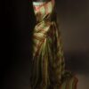 Mint Mirage Light Green Striped Pure Organza Silk Saree