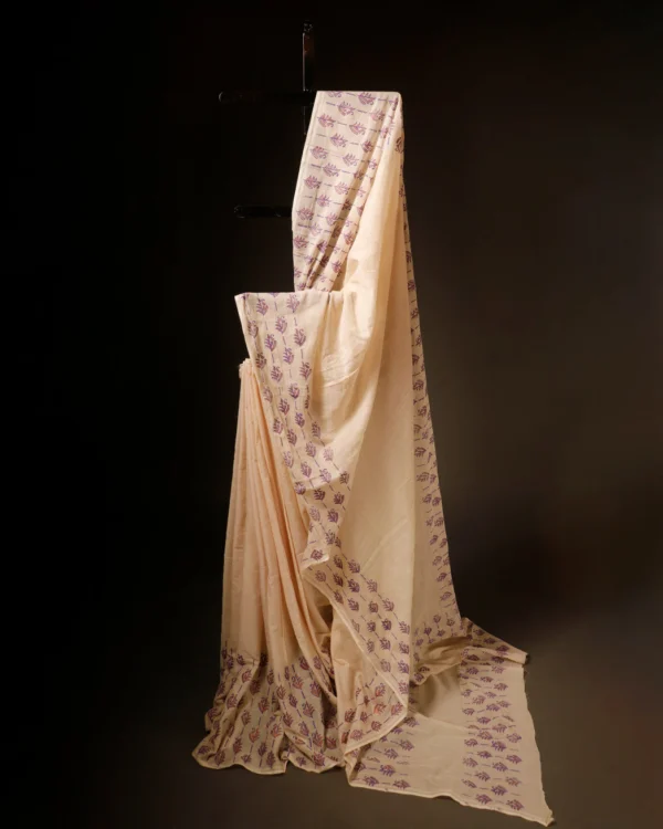 Pure Ivory White Mul Cotton Saree