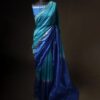 Twilight Sky Blue and Dark Blue Pure Dupion Silk Saree