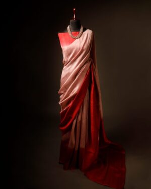 Velvet Rouge Red Pure Dupion Silk Saree