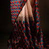 Pure Hand block Printed Stripe Beige Raw Silk saree