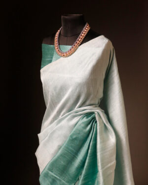 Serenity in Green Pastel Green Pure Dupion Silk Saree