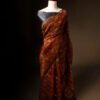 Earthy Elegance Brown Printed Pure Organza Silk Saree