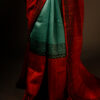 Verdant Harmony Green and Maroon Printed Pure Raw Silk Saree