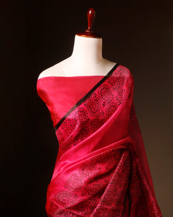 Blush Blossom Pink Pure Organza Silk Saree