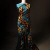Pure Hand block Printed Blue and yellow Raw Silk saree