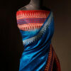 Tranquil Indigo Blue and Brown Pure Dupion Silk Saree