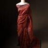 Mystic Mocha Maroon and Black Printed Pure Organza Silk Saree