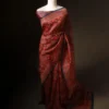 rn-image_picker_lib_temp_abac87dd-fa9b-4fbd-99c0-eb2470f8f27c Mystic Mocha Maroon and Black Printed Pure Organza Silk Saree