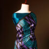Pure Hand block Printed Blue and Black Raw Silk saree
