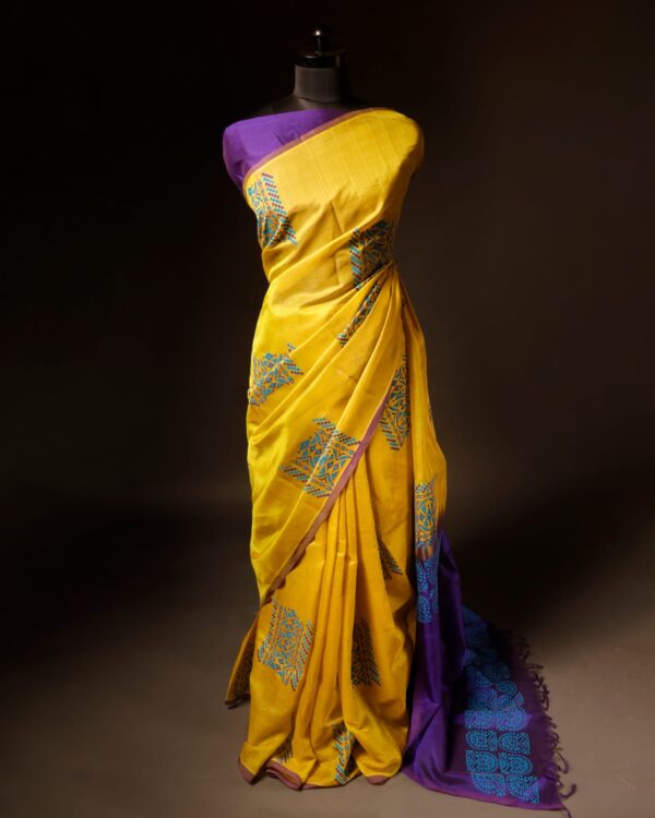 Pure Yellow Silk Cotton Saree