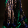 Pure Hand block Beige and blue Raw Silk saree