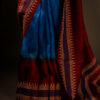 Tranquil Indigo Blue and Brown Pure Dupion Silk Saree