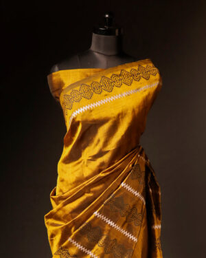 Greenish Gold Colour Silk Cotton Saree