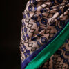 Pure Hand block Beige and blue Raw Silk saree