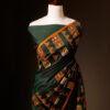 Harmony in Nature Green and Orange Handloom Silk Cotton Saree