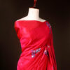 Pink with blue color Printed Silk Cotton Saree