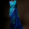 Twilight Sky Blue and Dark Blue Pure Dupion Silk Saree