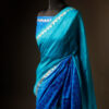 Twilight Sky Blue and Dark Blue Pure Dupion Silk Saree