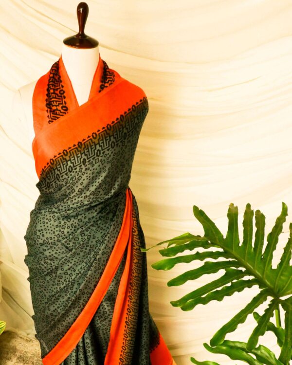 Pure Handloom Pine Green Modal Silk Saree