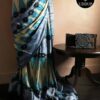 Pure Hand Block Printed Black Desi Tussar Silk Saree