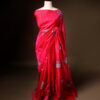 Pink with blue color Printed Silk Cotton Saree