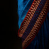 Tranquil Indigo Blue and Brown Pure Dupion Silk Saree