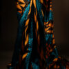 Pure Hand block Printed Blue and yellow Raw Silk saree