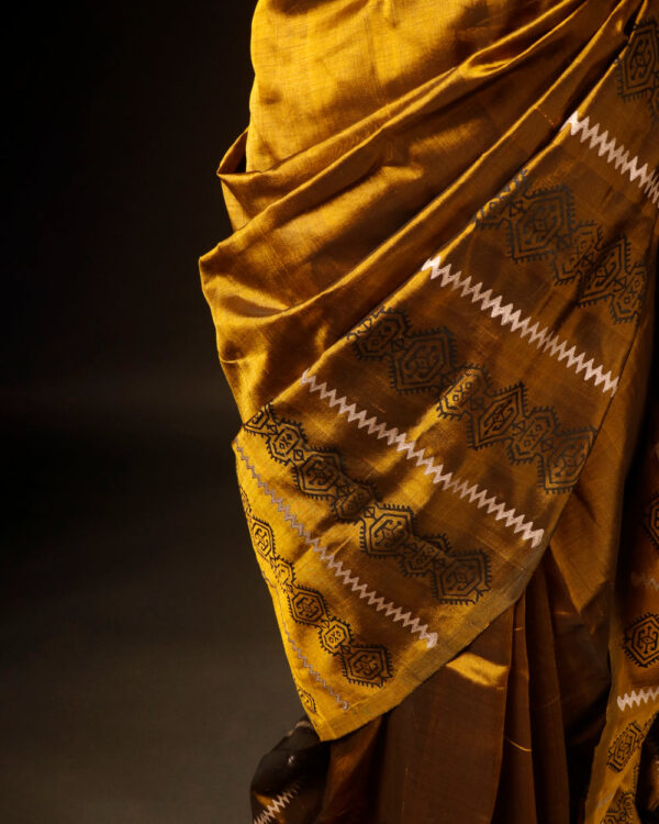 Greenish Gold Colour Silk Cotton Saree