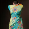 Pure blue with orange color Silk Cotton Saree