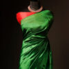 Pure Hand block Printed Parrot Green Silk saree
