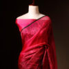 Blush Blossom Pink Pure Organza Silk Saree