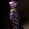 Pure Hand block Printed Dark Blue Raw Silk saree