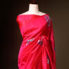 Pink with blue color Printed Silk Cotton Saree