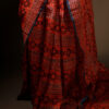Mystic Mocha Maroon and Black Printed Pure Organza Silk Saree