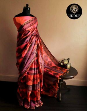 Pure Handloom Peach Silk Cotton Saree
