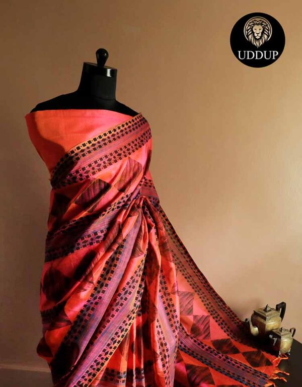 Pure Handloom Peach Silk Cotton Saree