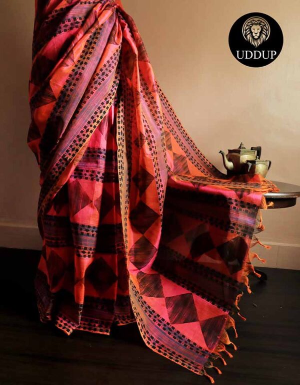 Pure Handloom Peach Silk Cotton Saree