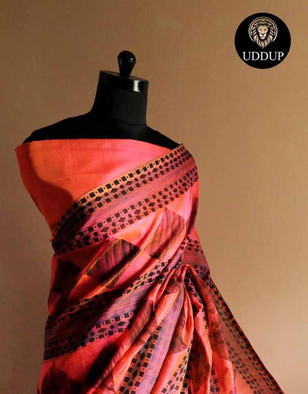 Pure Handloom Peach Silk Cotton Saree