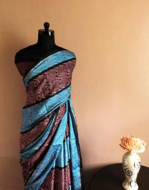 Hand Block Printed Pure Desi Tussar Silk Saree